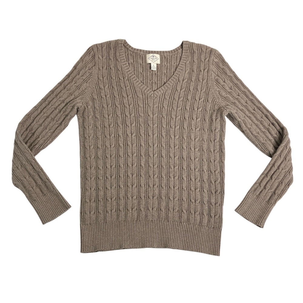 St Johns Bay Cable Knit Sweater Womens XL Brown Classic Preppy Academia Pullover